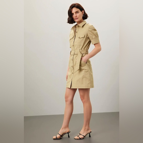 NWT Derek Lam Crosby Khaki Cargo Mini Dress Sz 0 - Picture 2 of 16